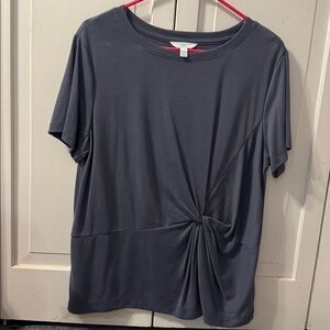 Gray Short Sleeve Twist Top